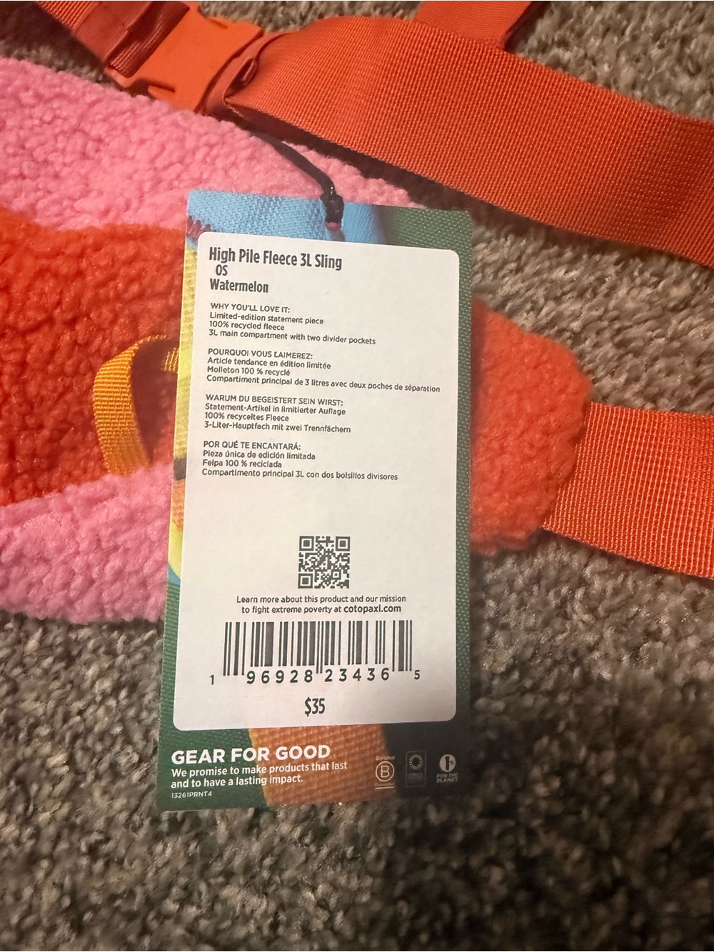 cotopaxi Pink and Orange Sherpa Fleece Waist Pack - Picture 5 of 5